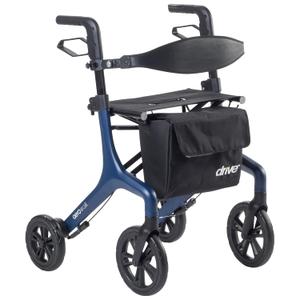 Drive Medical AeroWalk Ultra-Lite Rollator Foldable Rollator Walker with Seat Lightweight Adult Walkers with 4 Wheels - Folding Rolling Walker for Women, Men and Seniors, Only 14.5 Pounds - Blue