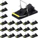 Qualirey 14 Pcs Mouse Traps Bulk Plastic Snap Rat Trap Reusable Quick Effective Safe for Indoor Outdoor Home House Warehouse Garden Kitchen 3.86 x 1.81 x 2.17 Inch (Black,Yellow)