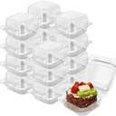 AHKUNMT Cake Slice Containers,100PC Square Plastic Hinged Food Container Individual Clamshell Food Containers Disposable Plastic To Go Containers Takeout Tray for Salads