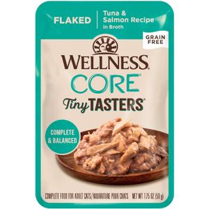 Wellness CORE Flaked Tuna & Salmon in Sauce Tiny Tasters Wet Cat Food, 1.75 oz., Case of 12, BB 13 MAR 2026