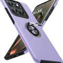 JAME for Motorola Edge 2025 Case, Dual Layer Military Grade Protection Shockproof Cover with Ring Holder Stand Kickstand, Slim Fit Protective Phone Case for Motorola Moto Edge 2025, Purple