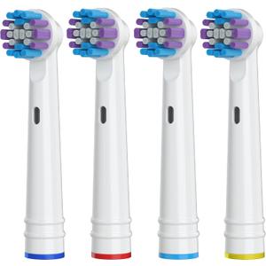Replacement Toothbrush Heads for Oral-B, 4 Pack Replacement Heads Compatible with Oral B Braun Electric Toothbrush, 1 Count (Pack of 4) (White)