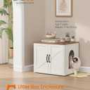 Feandrea Cat Litter Box Enclosure, Hidden Litter Box Furniture, Indoor Pet House End Table, 23.6 x 19.7 x 19.7 Inches, Rustic White and Honey Brown UPCL042W201