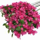 jiumengsong 20pcs Artificial Bougainvillea Flower Vine 24 Heads/Piece Silk Bougainvillea Spectabilis Blossom Tree Branch for Wedding Centerpieces Shop Wall Decoration (deep Pink)