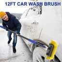 18Ft Reach Car Wash Brush with Long Handle, Car Cleaning Brush 12-Inch Soft Bristles, 3-12Foot Aluminium Telescoping Pole for Scratch-Free Cleaning RV, Car, Boats, Truck, Floors, Solar Panels