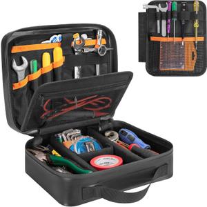 GRAOSO Water-resistant Utility Pouch, Multi-Purpose Tool Bag for Electronic | for First Aid, Durable Leather Thermocompression Design, with Removable Binder and Divider, Black