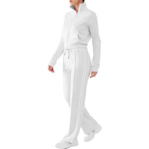DITOK Track Suits for Women Set 2 Piece Spring Lounge Outfits Zip Up Sweatshirt & Sweatpants with Pocket Jogger Sweatsuits (Small, Pure White)