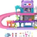 Polly Pocket Pollyville Dolls & Playset, Drive-in Movie Theater with 2 Micro Dolls, 1 Toy Car & 11 Accessories