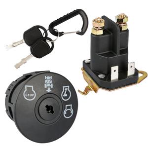 532193350 Ignition Switch 2 Keys 4 Position 7 Terminals & 725-06153A Starter Solenoid Compatible with Husqvarna, AYP, Craftsman, Poulan, Cub Cadet, MTD,193350 33457 21546319 725-06153A 725-06153