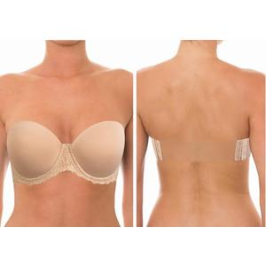 Strapless Lightly Padded Full Figured Coverage Bra Clear Back Multiway Invisible Straps Backless Brassiere for Women Nude, 80F