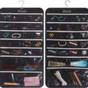 DIOMMELL Hanging Jewelry Organizer 47 Pockets with Zipper for Earrings Necklace Bracelet Ring Accessory Display Storage Bag Travel Holder Box