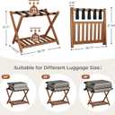 Full Assembled 26.77" L Luggage Rack Set of 2 - Luggage Stand for Guest Room, Foldable Suitcase Stand with Shoe Shelf, Luggage Holder for Bedroom, Hotel (Walnut Bamboo Suitcase Holders)