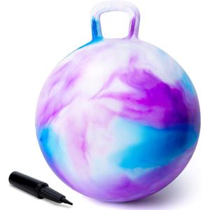 ZOOJOY Hopper Ball, Hopping Toys for Kids, 22 inch Bouncy Ball with Handle for Boys Girls Aged 10+, Inflatable Clouds Bounce Hopper Toy with Pump