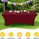 Smiry 2 Pack Spandex Table Cloth 8FT, Elastic Fitted Stretch Tablecloths, Washable and Wrinkle Free Rectangular Patio Table Cover for Outdoor, Wedding, Banquet & Parties (Wine Red, 96Lx30Wx30H Inch)