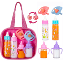 fash n kolor®, My Sweet Baby Disappearing Doll Feeding Set, Baby Care 6 Piece Doll Feeding Set for Toy Stroller | 2 Milk & Juice Bottles with 2 Toy Pacifier for Baby Dolls