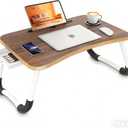 Fayquaze Portable Foldable Laptop Bed Desk with Storage Drawer and Cup Holder - Lap Desk Laptop Stand Tray Table for Eating, Reading and Working