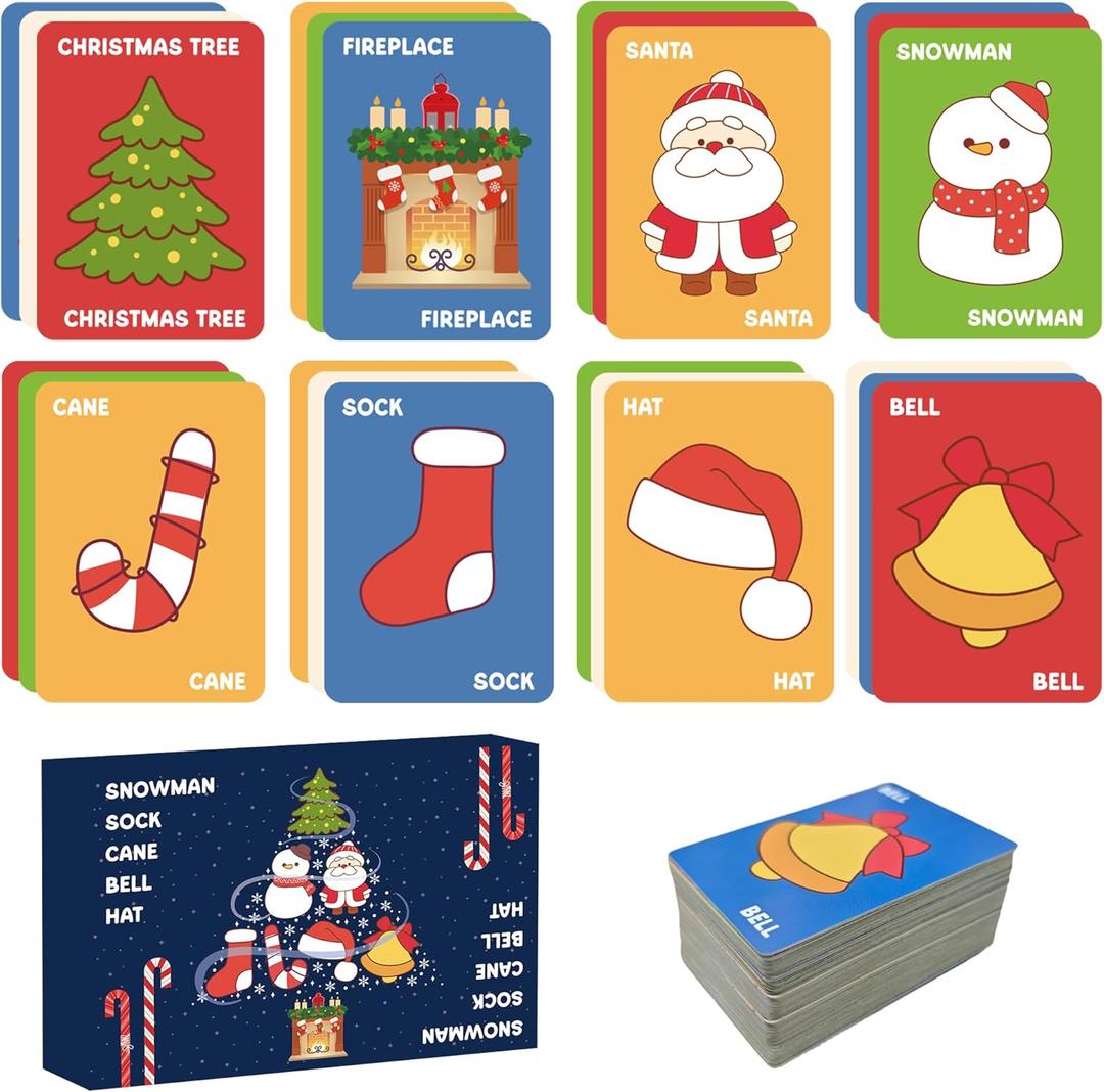 2 x OHOME Stocking Stuffers - Christmas Card Game Snowman Sock Cane Bell Hat for Family Kids Adults Teens Games - Wildly Entertaining & Easy to Learn - 2-8 Players