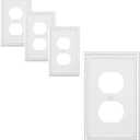 4-Pack Duplex Outlet Cover Plate, Pure White Metal Wall Plates for Electrical Outlets, 1 Gang Receptacle Light Switch Cover, Pearls Decorative Switch Plates and Outlet Covers