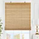 LazBlinds Cordless Bamboo Blinds, Roll Up Shades for Windows, Light Filtering Hanging Window Blinds, Bamboo Shades for Patio Indoor/Outdoor Porch, 34'' W x 48'' H, Brown206