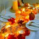 Ouddy Decor 2 Pack Fall Garland with Lights Decorations Maple Leaves Fall Lights Total 20 Ft 60 Led Mixed Color Battery Operated for Indoor Outdoor Autumn Harvest Thanksgiving Halloween Fall Decor