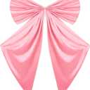 Large Christmas Pink Bow Tree Topper Big Bow Tree Topper Ornament Decorations Pink Plush Hanging Decor for Xmas Door Window Wall Girl Bachelorette Wedding Party Decoration Supplies Gifts 26 x 39In