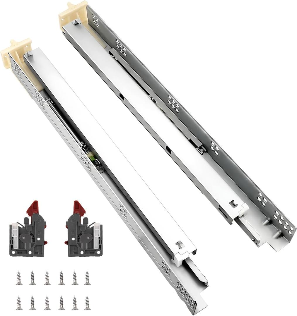 Gobrico Soft Close Under Mounting Drawer Slides 18 inch 1Pair, Full Extension Concealed Drawer Runners Glides