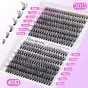 Pawotence Lash Extension Kit DIY 280pcs Lash Clusters Eyelash Extension Kit, 9-16mm 30D 40D Individual Lashes Kit with Lash Bond and Seal, Lash Tweezers for Self Use (30D&40D, 0.07D, 9-16mm, Kit)