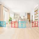 Regalo Safety 192-Inch Super Wide Baby Gate and Play Yard, 2-in-1 Convertible Plastic Baby Gate, Extra Wide Safety Barrier, Hardware Mounted, Adjustable Panels for Openings, Ages 624 Months