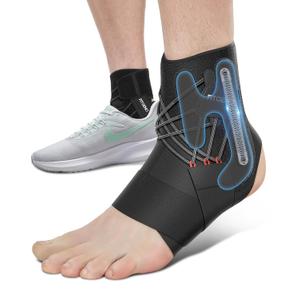 Fit Geno Ankle Brace for Sprained Ankles - Adjustable Breathable Support with Quick-Release Straps for Pain Relief and Swelling Reduction for Men and Women (Left M/L, Ankle size 9''-9.8'')