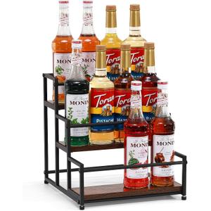 Coffee Syrup Rack Organizer, 3-Tier 12 Syrup Bottles Holder Stand for Coffee Bar, Liquor Bottle Display Shelf Bar Shelf Stand Countertop Rack for Syrup, Wine, Spice