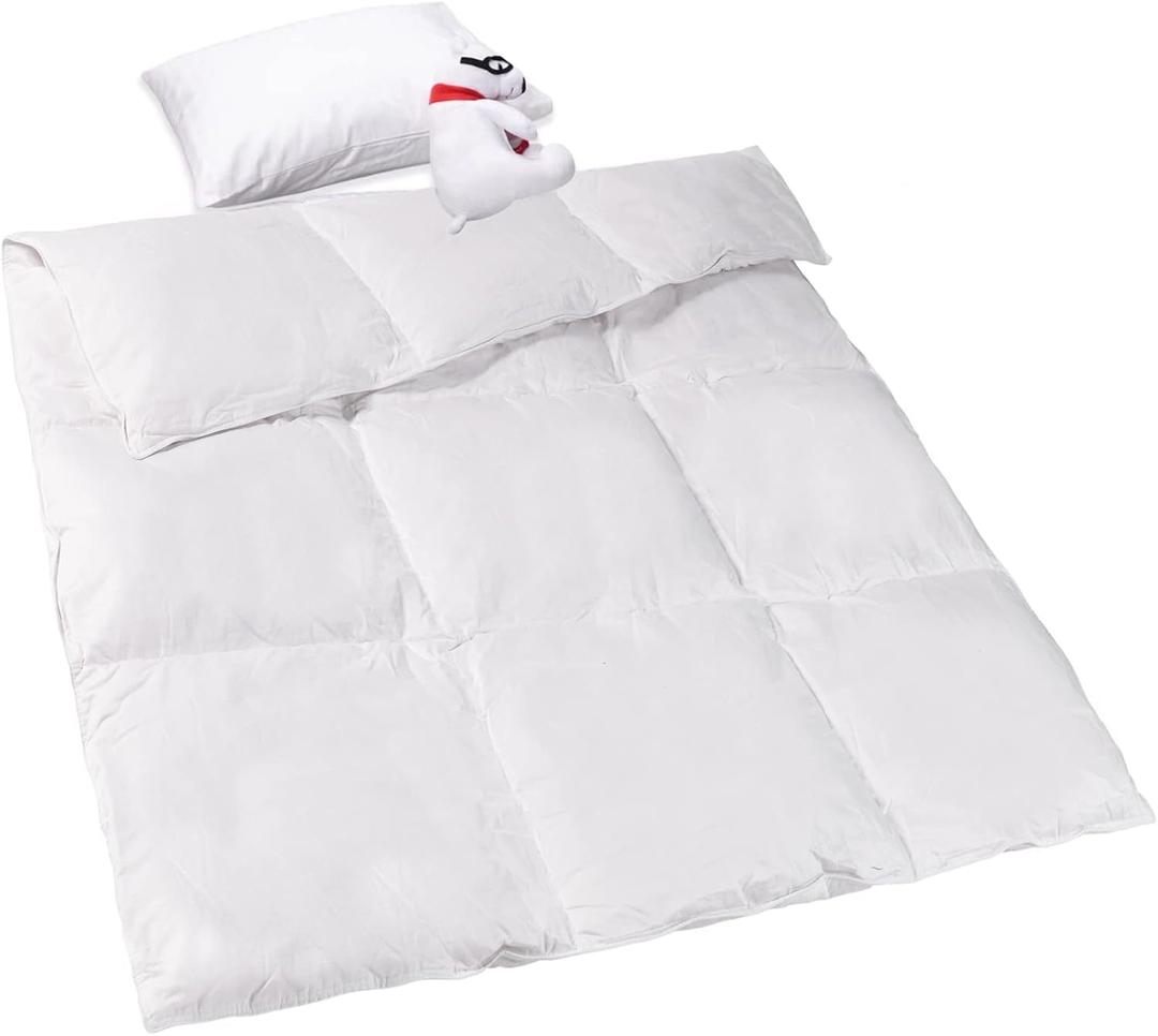ZPECC Toddler Goose Down Comforter, 41x48 Hypoallergenic Baby Duvet Insert, Soft Lightweight All Season Quilt Blanket for Crib Daycare Stroller White