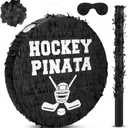 Jenaai 4 Pcs Hockey Party Favors Include 16" Hockey Piñata Bat Blindfold Piñata Stick and Confetti Bag for Hockey Theme Birthday Party Sports Party Reward Victory Celebration