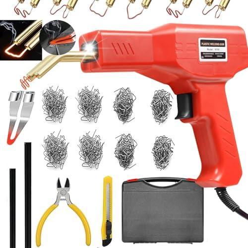 Plastic Welder,2 in 1 Plastic Welding Repair Kit with 1000pcs Hot Staples,2pcs Plastics Welding Rods,knife,Plier, Hot Staples Weld Gun Repair Kit for Car Bumper And Most Plastics(Red) - Amazon.com