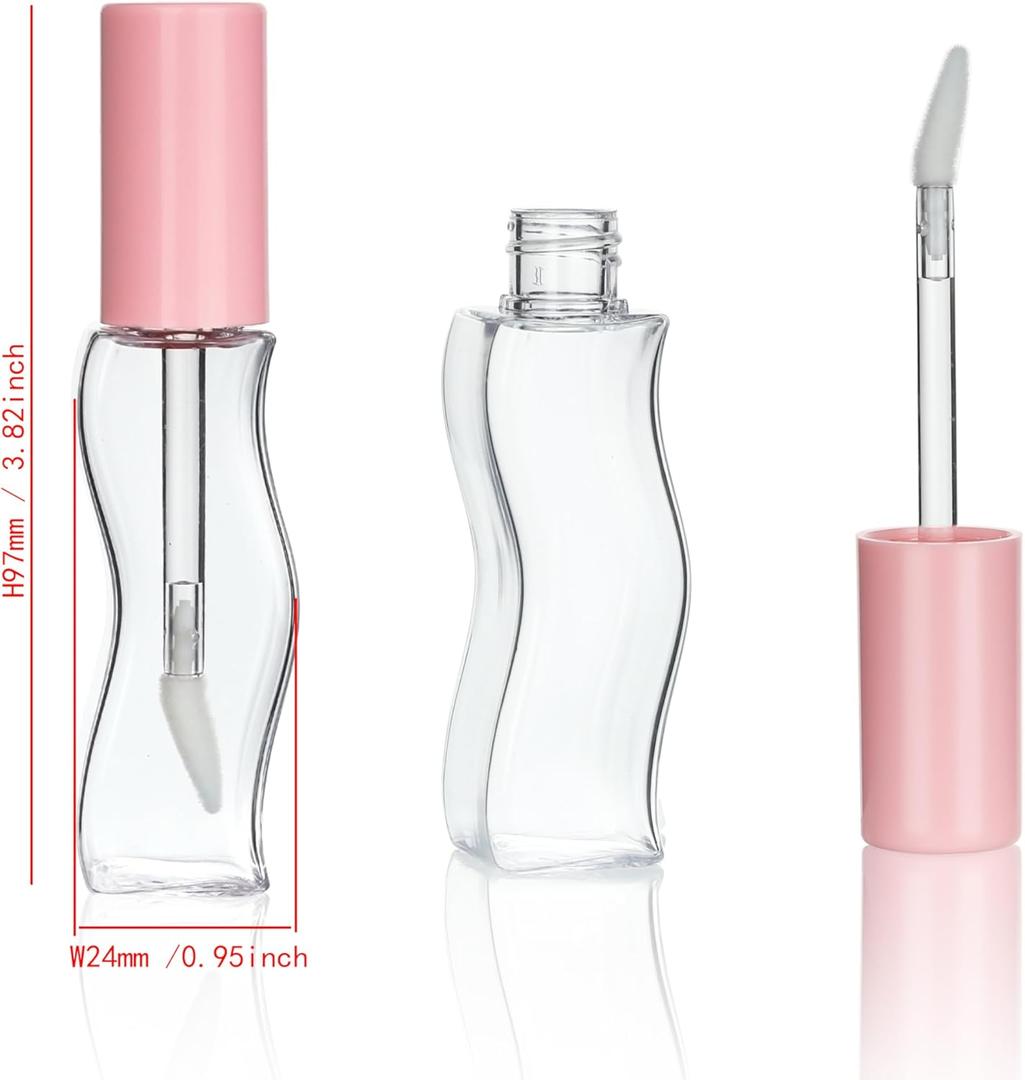 COSIDEA 7 pcs 15ml Pink Empty large size lip gloss tubes S-shaped lipgloss tube bottles for coconut oil liptin refill