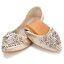 KUNWFNIX Women's Ballet Flats Daisy Wedding Ballerina Shoes Foldable Sparkly Comfort Slip on Flat Shoes