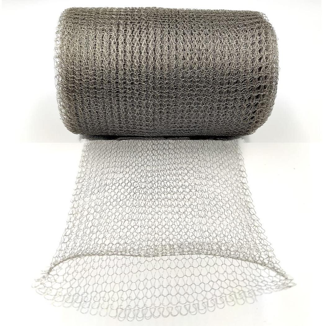 Stainless Steel Mesh Fabric 5" x 50 Ft Double Layer Hole Filler, Flexible Stretchy Hardware Cloth Fill Fabric DIY Kit