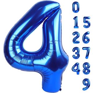 Numbers Balloons 40 Inch 4 Navy Blue Balloons for 4th Birthday Party, Number 4 14 40 Balloons