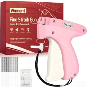 Stitch Gun for Clothes Stitchy Tagging Gun for Clothing Stitchy Quick Clothing Fixer -Includes 1,000 Black Fasteners & 1,000 White Fasteners & 6 Needles(Pink+FloralWhite)