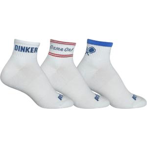 Prince Comfortable Moisture-Wicking Pickleball Ankle 3 Pack Socks- Size Medium-Women & Men (Red/Blue)