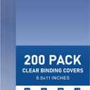 Dynta Binding Covers 200 Pack Clear Report Cover, 8 mil PVC Cover Sheets for Binding, Letter Size 8.5 x 11 Inches, Square Corners, Un-Punched, Office Supplies