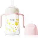 No Spill Sippy Cups,Weighted Straw Toddler Water Bottle with Handle,Spill Proof Toddler Cup with 2 Nipple for Baby 6-12 Months and Toddlers 1-3 (PP, 8 Ounce, Pink, 1 Pack)