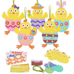 Fennoral 12 Pack Easter Craft for Kids - Make Your Own Easter Chick Foam Stickers Ornament DIY Arts and Crafts for Preschool Art Project Decoration