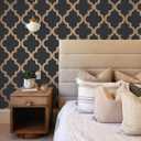 Tempaper Midnight & Metallic Gold Marrakesh Removable Peel and Stick Wallpaper, 20.5 in X 16.5 ft, Made in the USA