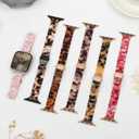 Slim Resin Band Compatible With Apple Watch Band Women 38mm 40mm 41mm 42mm 44mm 45mm 46mm, 14mm Thin Tortoise Lightweight Bracelet Dressy Strap for iWatch Bands Series 11 10 SE 2nd/3 9 8 7 6 5 4 3