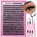 FANXITON DIY Lash Extension Kit 40D D Individual Lashes Lash Clusters Kit Cluster Lashes Lash Bond and Seal and Lash Tweezers for Lash Clusters Kit DIY at Home