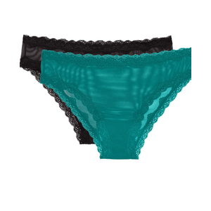 Smart & Sexy Women's Mesh & Lace Cheeky Brief Panties, 2 Pack, 9 Size