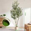 7FT Artificial Olive Tree with Lights & Planter, Tall Faux Olive Plant