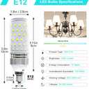 Super Bright E12 LED Bulb, 16W 1500LM Light Bulbs, Natural White 4000K LED Lights Bulbs, CRI80+, 120W Incandescent Bulb Equivalent, E12 Base Non-Dimmable, Suit for Ceiling Fan, Chandelier, 8 Pack