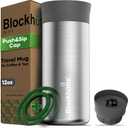 Blockhtte Insulated Coffee Tumblers Stainless Steel, Travel Mug 12oz, Insulated Coffee Cup 8h Hot, Tea Thermos Spill Proof 360 drinking Lid, Leak Proof Thermal Travel Tumbler (Black)