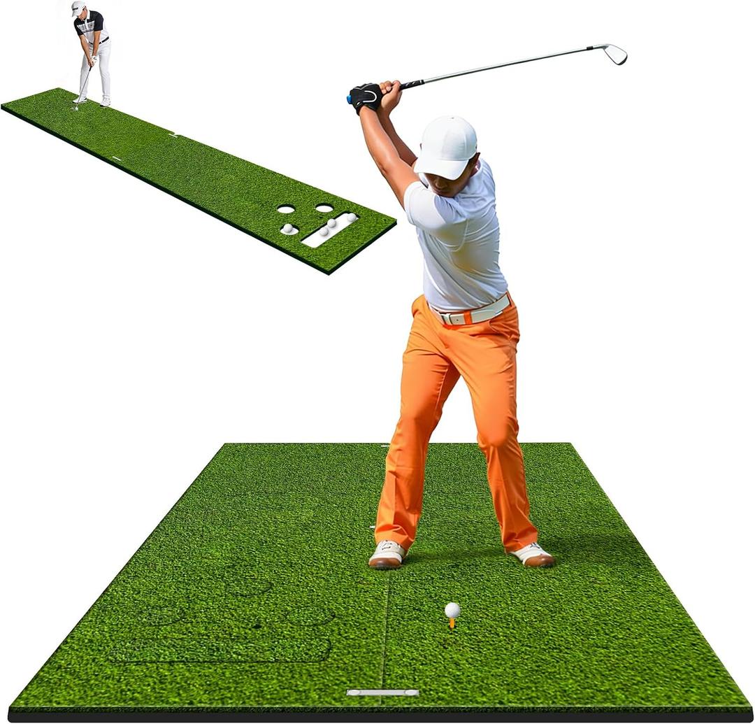 Dual-Mode Golf Hitting Practice Mat 1.2in Indoor Outdoor Putting Mats Turf, 6' x 4'10", 2Pcs